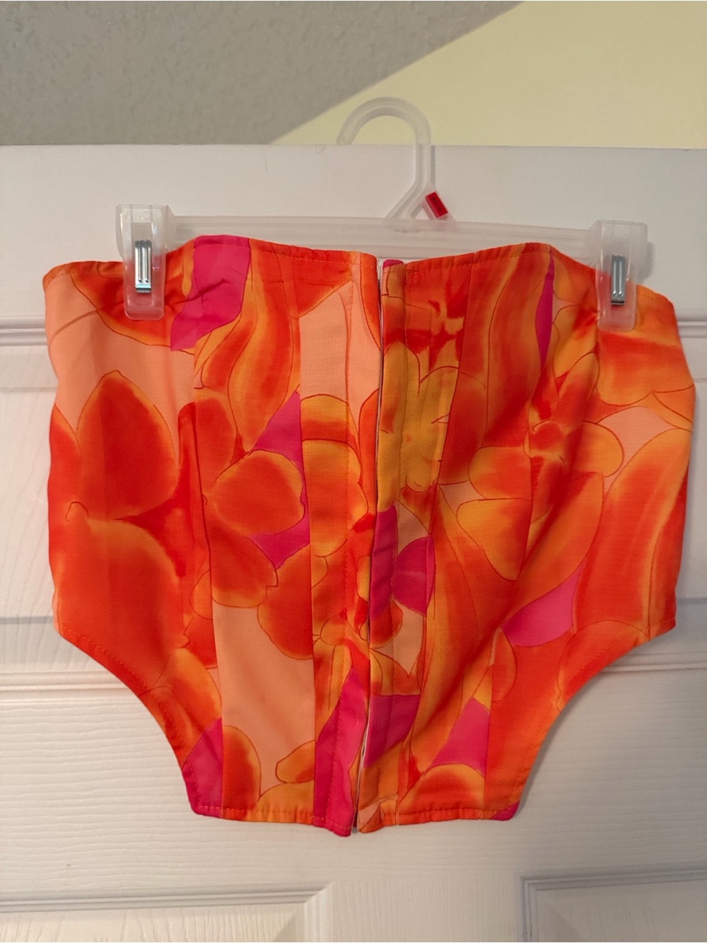Floral Orange Strapless Bustier Top